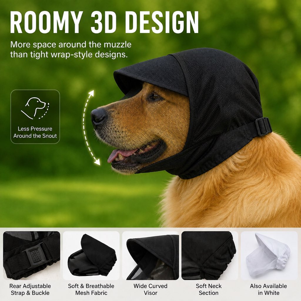Ortekor Breathable Anti-Scavenging Dog Muzzle for Walks - Mesh Hood Helps Block Food Scraps & Trash