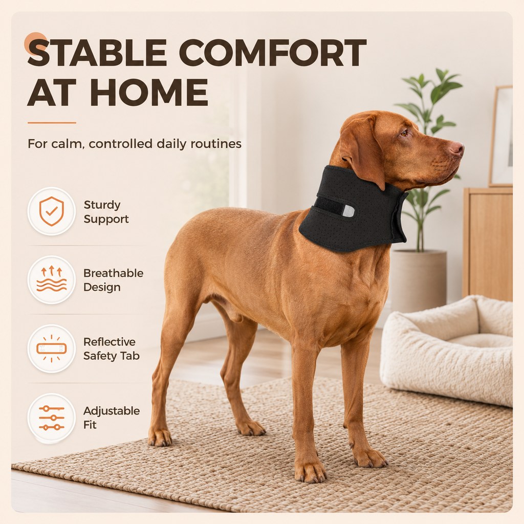 Ortekor Adjustable Dog Neck Support Brace for At-Home Rest - Breathable Structured Wrap for Added Stability