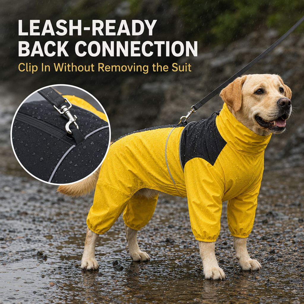 Ortekor Full-Body Waterproof Dog Rain Suit for Muddy Walks - Keeps Belly & Legs Cleaner