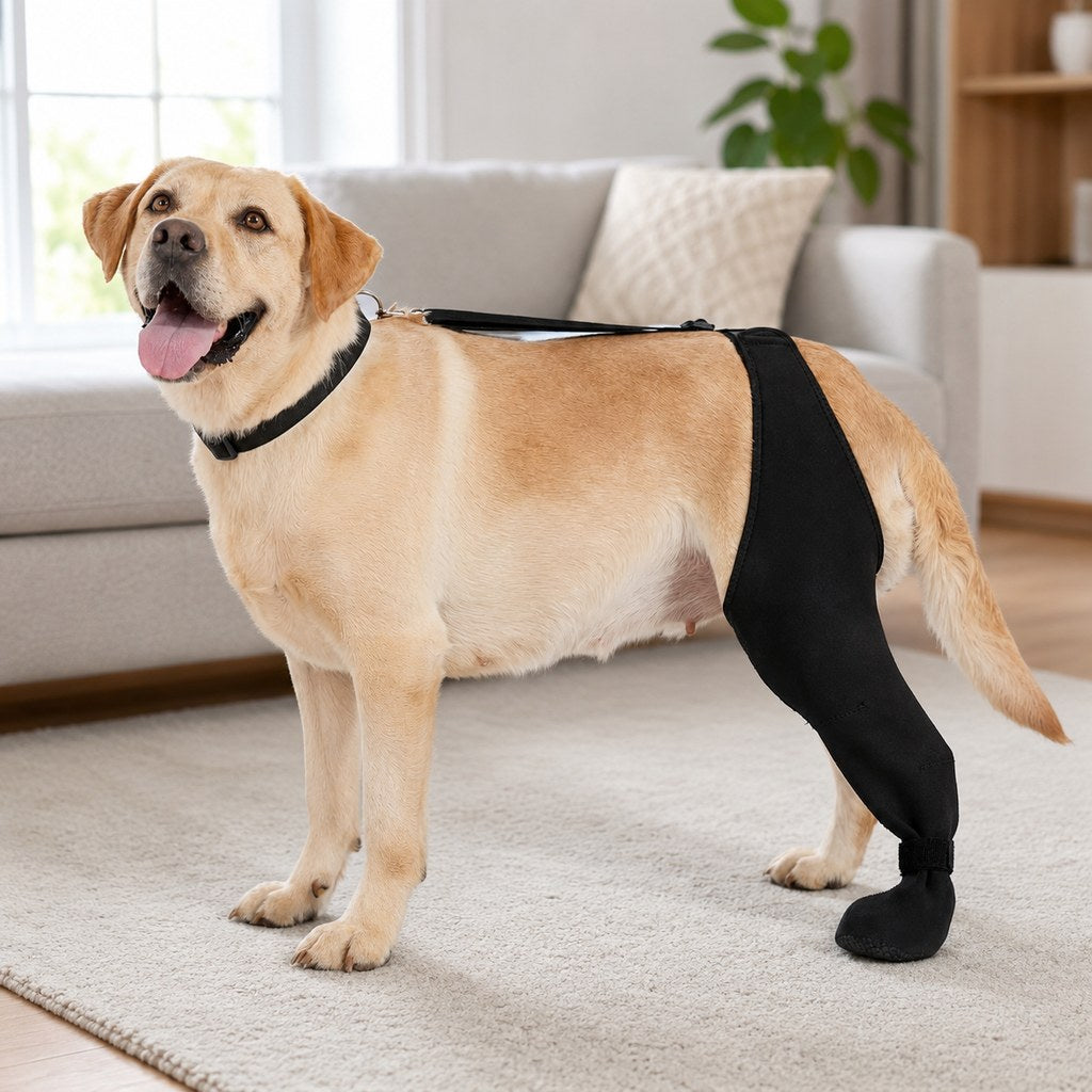 Ortekor Adjustable Dog Rear Leg Recovery Sleeve with Paw Cover - Helps Limit Licking During Post-Surgery Rest