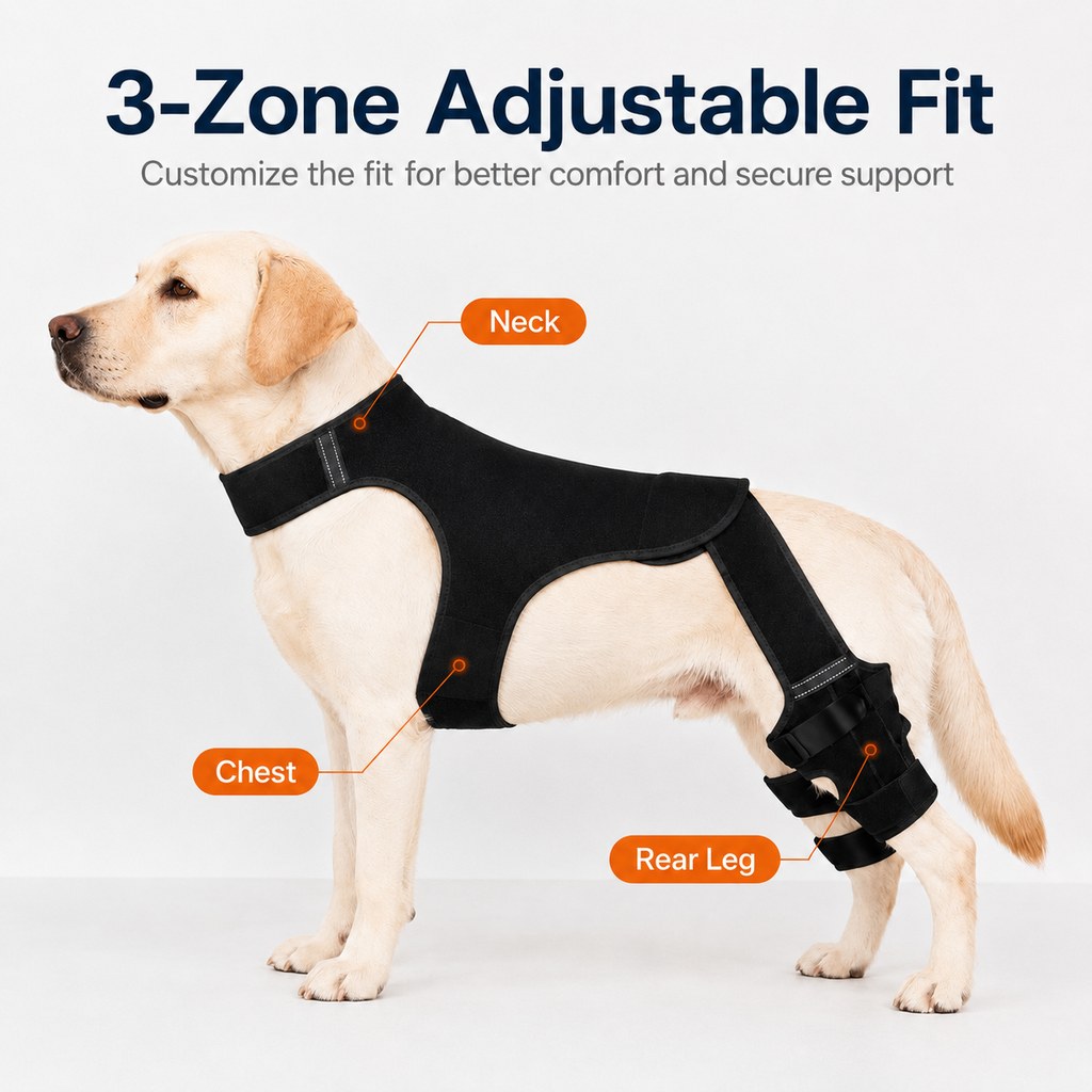 Ortekor RearGuard Dog Rear Leg Support Brace - Anti-Slip Hind Leg Stability Wrap for Senior Dogs, Hardwood Floors & Recovery Walks