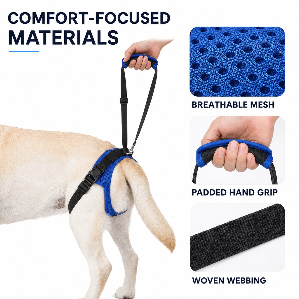 Ortekor Adjustable Dog Rear Lift Support Harness - Hind Leg Assistance for Stairs, Car Entry & Daily Walks