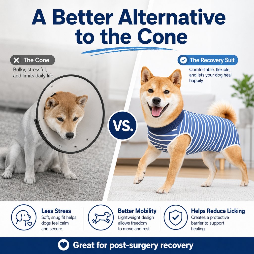 Ortekor Dog Post-Surgery Recovery Suit for Spay & Neuter - Anti-Lick Cone Alternative