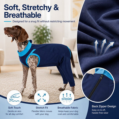 Ortekor Dog Recovery Suit with Rear Leg Coverage - Anti-Lick Cone Alternative