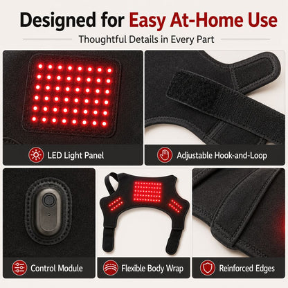 Ortekor Wearable red light therapy sleeve for dogs, used for home care of the lower back and hind legs/hips.