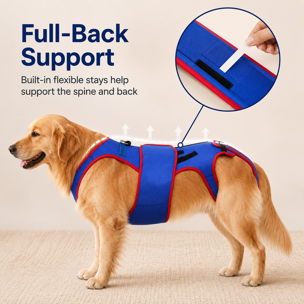 Ortekor Dog Spine Support Vest for Senior & Recovery Dogs - Adjustable Back Support for Walking & Daily Mobility