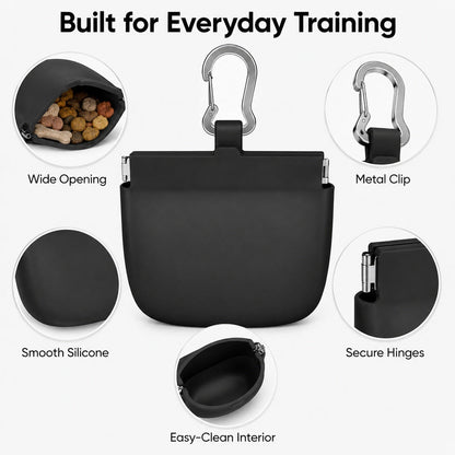 Ortekor Hands-Free Silicone Dog Treat Pouch for Walks & Training - Easy-Clean Reward Bag That Keeps Pockets Mess-Free