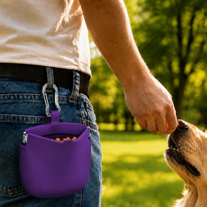 Ortekor Hands-Free Silicone Dog Treat Pouch for Walks & Training - Easy-Clean Reward Bag That Keeps Pockets Mess-Free