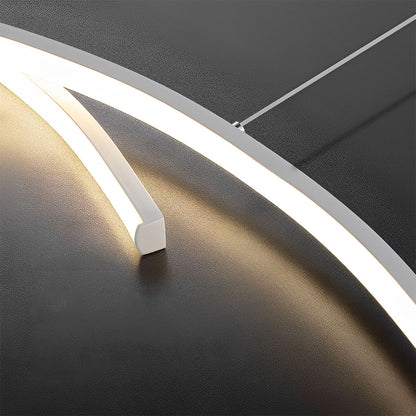 Curved LED Overhead Fixture 59 in Black Aluminum Wave Design Adjustable Height Remote Dimming Kitchen Island Dining Table Suspension Lamp Co