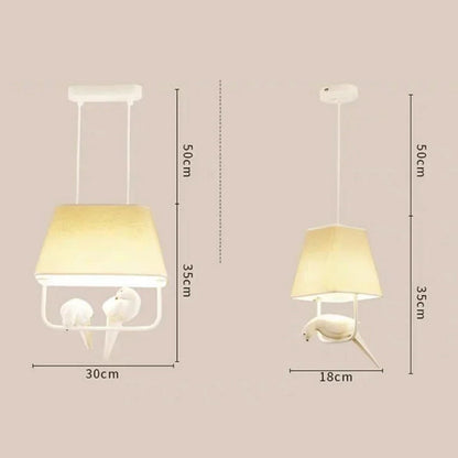 Sculptural Cloth Hanging Lamp with Bird Accents for Kitchen Table & Lounge – E27 Socket Ceiling Fixture in Sand Tone – Atmospheric Overhead
