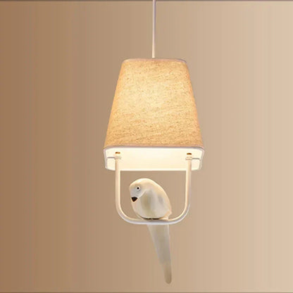 Sculptural Cloth Hanging Lamp with Bird Accents for Kitchen Table & Lounge – E27 Socket Ceiling Fixture in Sand Tone – Atmospheric Overhead