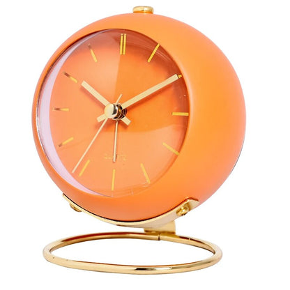 Compact Metal Desk Clock Quartz Movement Green Gold Finish Analog Nightstand Timepiece for Bedroom Home Office Small Retro Accent