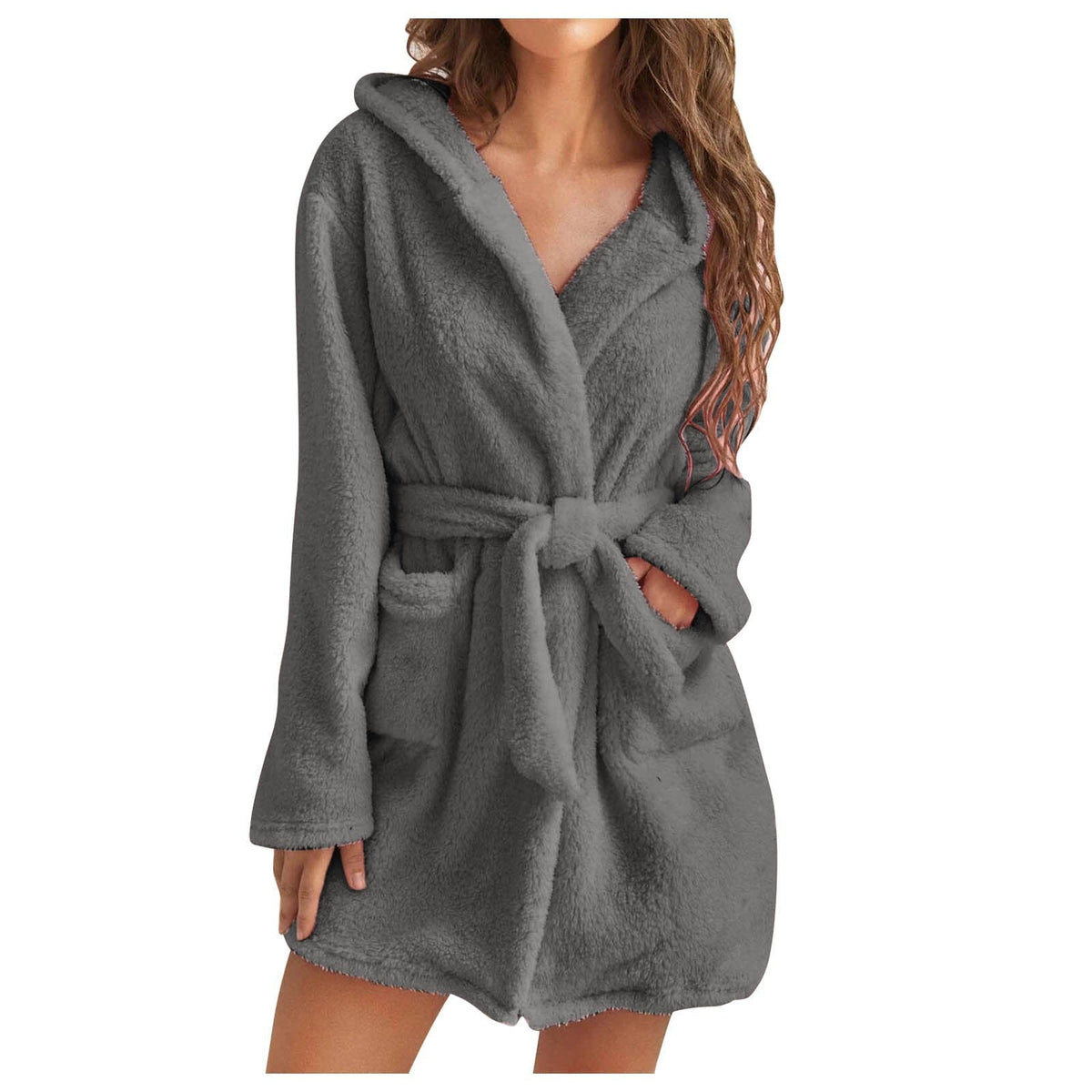 Women's Hooded Plush Robe – Ultra Soft Coral Fleece Bathrobe for Lounging, Mornings & Cozy Evenings at Home