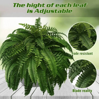 Helecho de Boston artificial realista | Planta artificial resistente a los rayos UV para decoración interior y exterior
