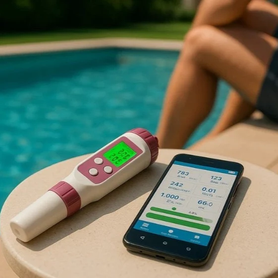 Electronic Pool Water Tester, 7 in 1 Water Quality Tester with pH Meter and Bluetooth, Pool Test Kit for Spa and Hot Tub