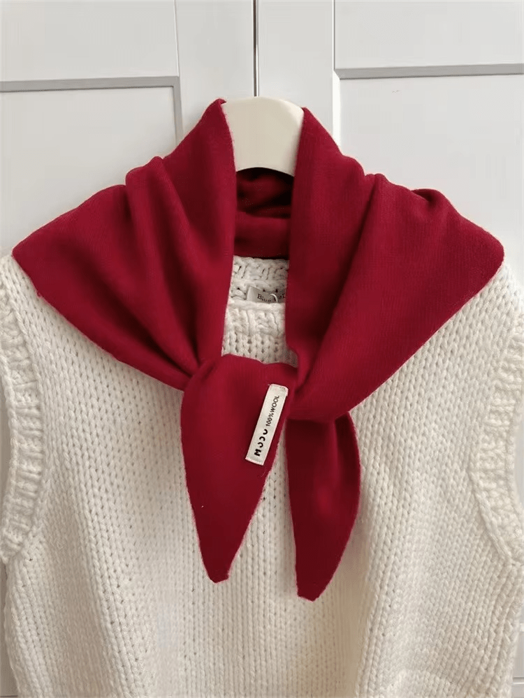 Knit Triangle Scarf Wool Blend Wrap – Soft Lightweight Head Scarf, Shawl & Shoulder Wrap for Women, Cozy Fall Winter Accessory
