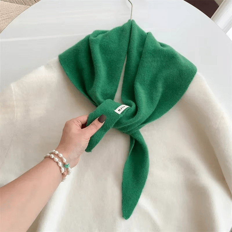 Knit Triangle Scarf Wool Blend Wrap – Soft Lightweight Head Scarf, Shawl & Shoulder Wrap for Women, Cozy Fall Winter Accessory