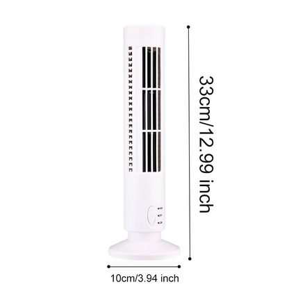 USB Desktop Tower Fan Bladeless Compact Air Cooler Personal Space 2-Speed Quiet Airflow Safe Cooling for Home Office Dorm Bedroom Work