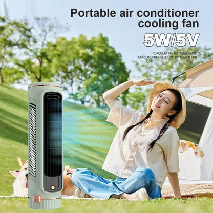 Bladeless Tower Fan with 360° Air Circulation & Ice-Cool Technology for Home Office Bedroom Living Room Desktop USB Powered 5W Quiet