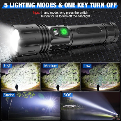 Linternas recargables de altos lúmenes, linterna LED con haz ajustable, linterna EDC impermeable y antorcha de camping