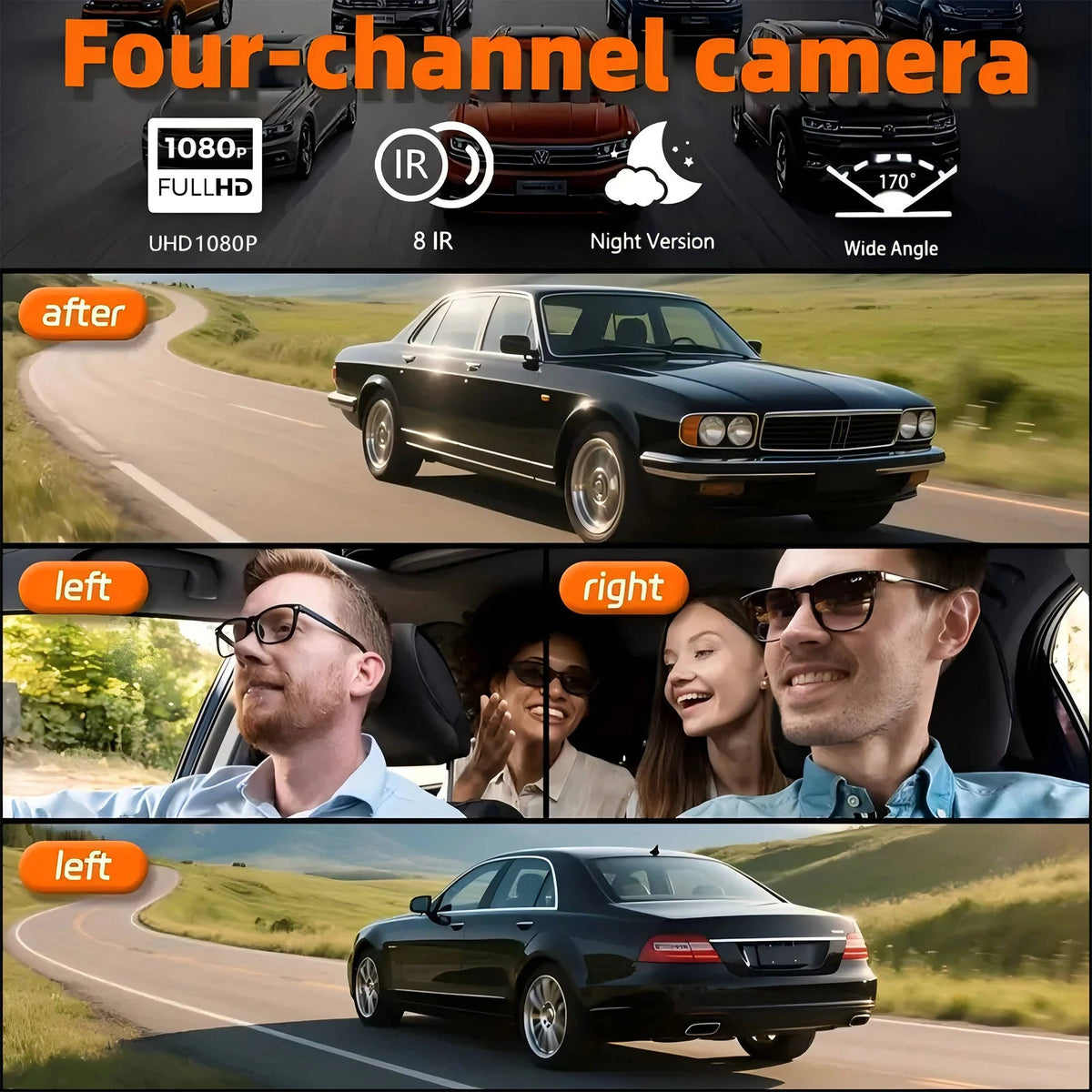 Comprehensive Wireless Dash Camera System with Night Vision & 4 Cameras for Enhanced Safety