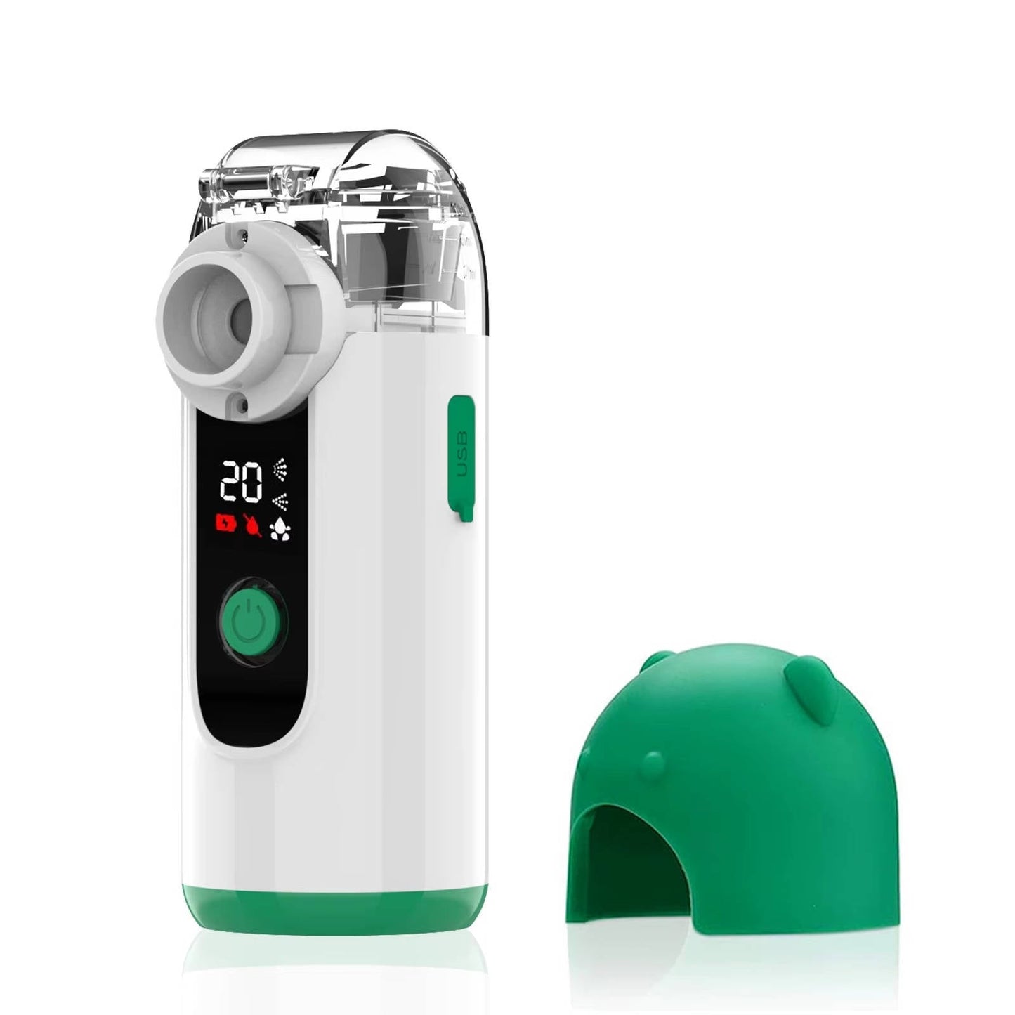 Inhalador de niebla recargable por USB compacto con pantalla digital