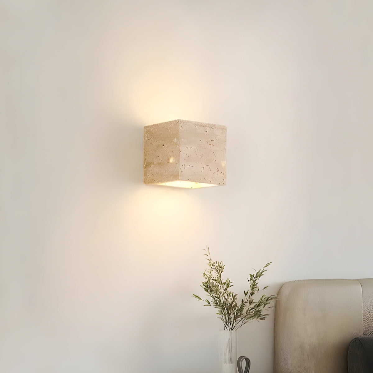 Outdoor LED Sconce Natural Stone Up-Down Light Waterproof Garden Wall Mount Fixture for Patio Entryway Facade 6.3 Inch Travertine Exterior L