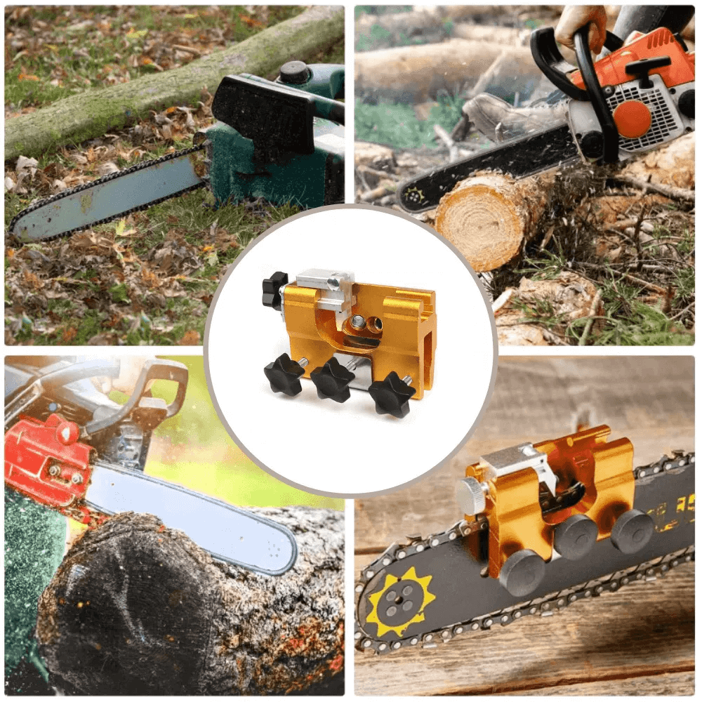 Chainsaw Chain Sharpener with 30-Degree Angle Guide – Anodized Aluminum Tool for All Saw Models – Includes File & Bushings for