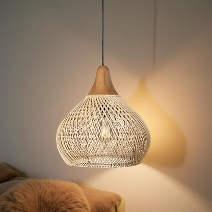 Woven Wicker Ceiling Light 20 in Natural Fiber Shade for Kitchen Island Dining Room Overhead Boho Farmhouse Organic Texture Rope Hanging Fix