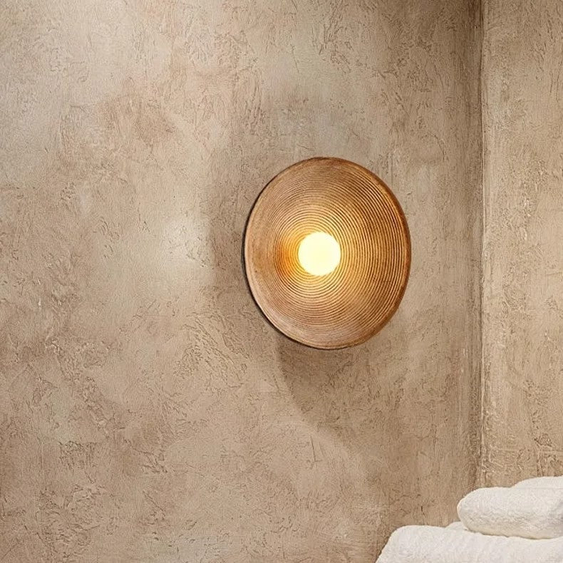 Round Glass Resin Wall Sconce White LED Fixture Bedroom Hallway Living Room Soft Glow Minimalist Mount Ambient Light for Home