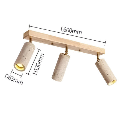 Triple-Head Adjustable Spotlight Bar Stone-Effect Wood Finish 24 Inches for Living Room Bedroom Track Accent Lighting Modern Low-Profile Fix