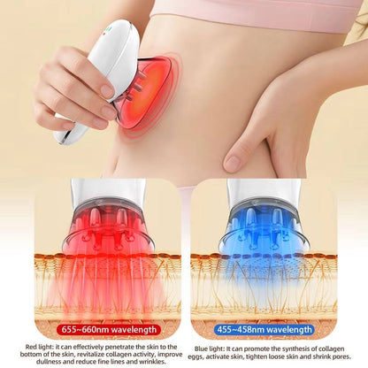 Masajeador facial portátil para el cuidado de la piel con LED y vacío