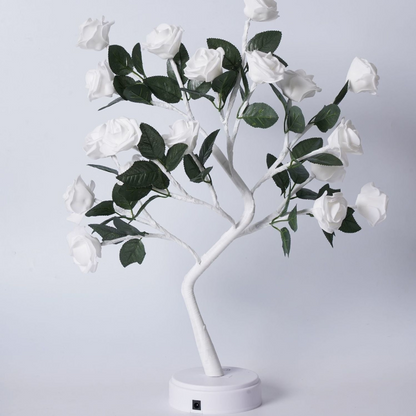 LED Flower Blossom Tree Lamp Warm White Light 24 Blooms 15.7 Inch Decorative Tabletop Accent for Bedroom Living Room Nursery Battery or