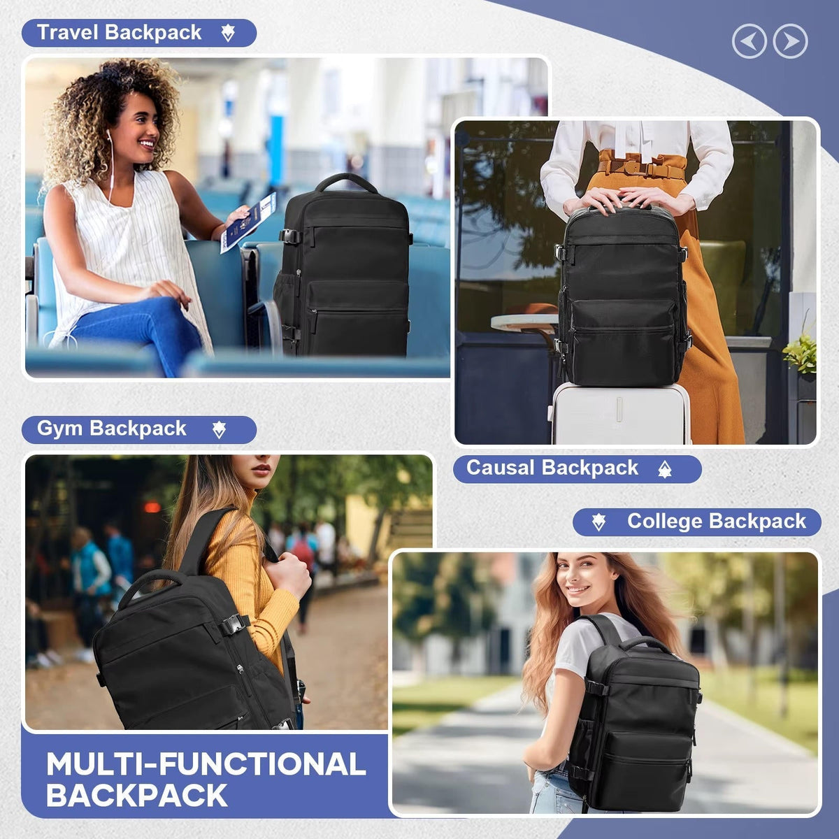 Mochila de viaje versátil | Compartimento para portátil de 15.6 pulgadas con compresión al vacío | Diseño organizado para viajes sin complicaciones