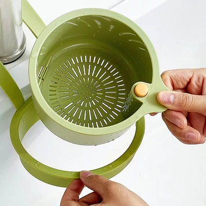 Over-Sink Colander Basket with Dual-Layer Filter for Produce Rinsing and Food Scrap Collection 8×6×5 Inches BPA-Free Kitchen Organizer
