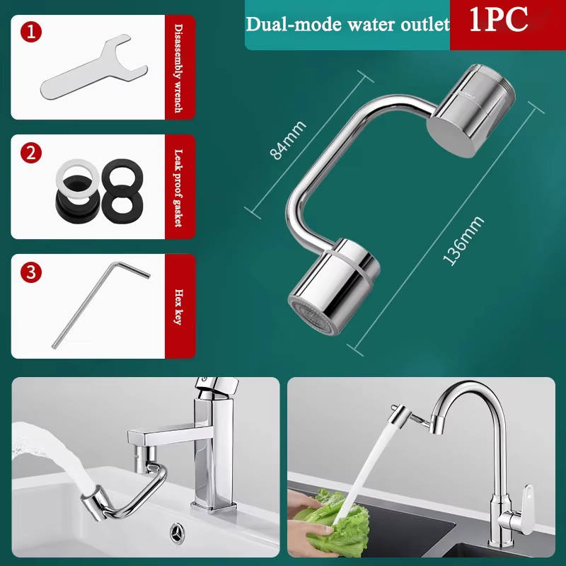 Extensor de grifo de lavabo ajustable con dos tipos de chorro