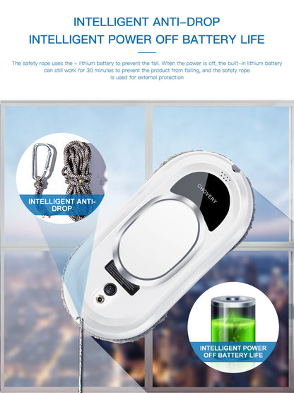 Robotic Window Washing Machine Automatic Glass Cleaner with Wireless Remote Control for Home High-Rise Patio Doors Mirror Panels