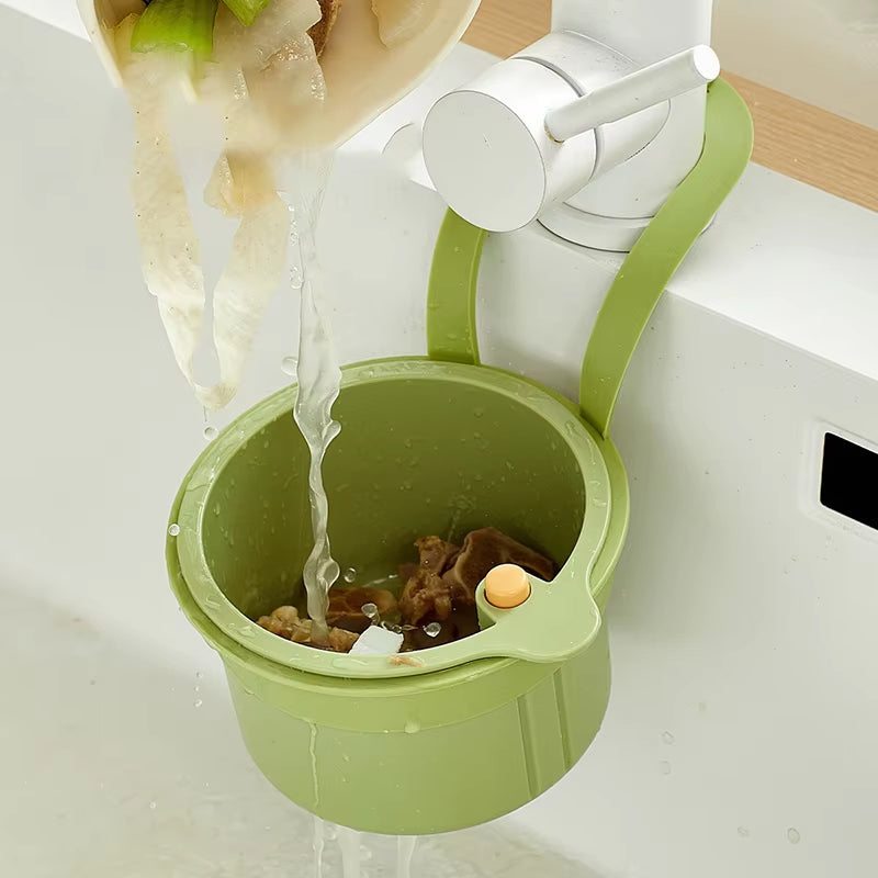 Over-Sink Colander Basket with Dual-Layer Filter for Produce Rinsing and Food Scrap Collection 8×6×5 Inches BPA-Free Kitchen Organizer