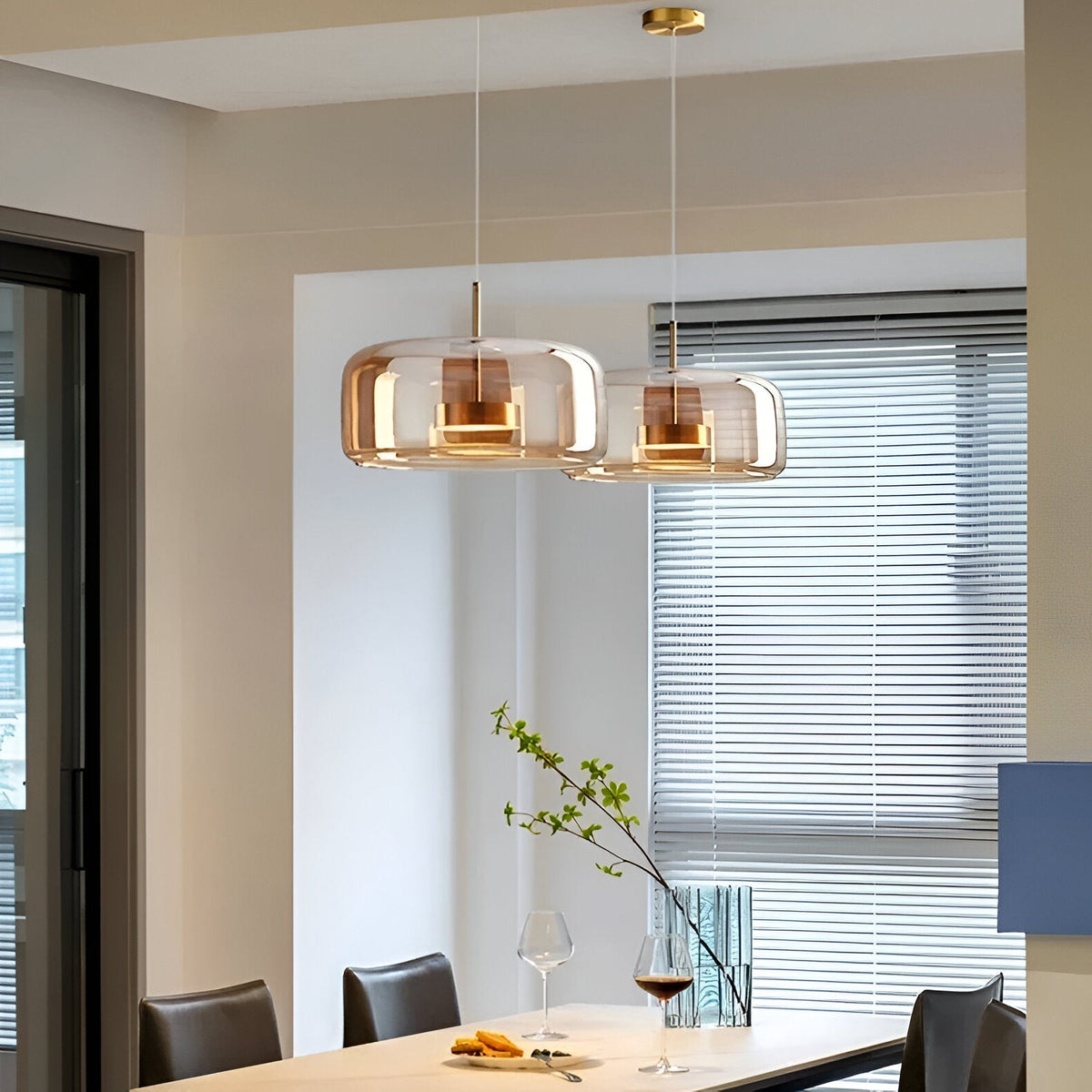 Triple Glass Dome Ceiling Light 15 in Adjustable Height for Kitchen Island Dining Room Modern Hanging Fixture Gray Smoked Finish