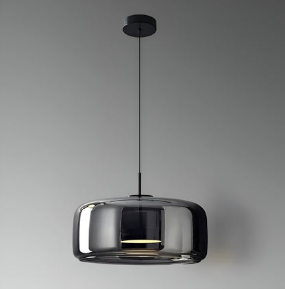 Triple Glass Dome Ceiling Light 15 in Adjustable Height for Kitchen Island Dining Room Modern Hanging Fixture Gray Smoked Finish