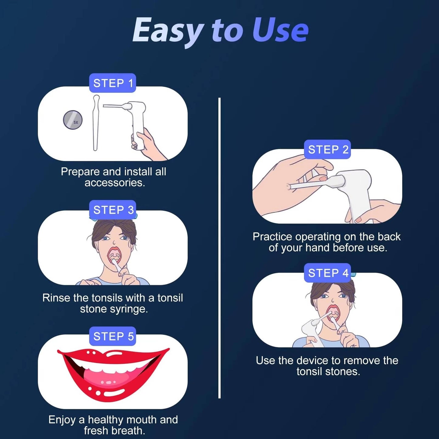 Limpiador dental eléctrico portátil con 3 ajustes de velocidad