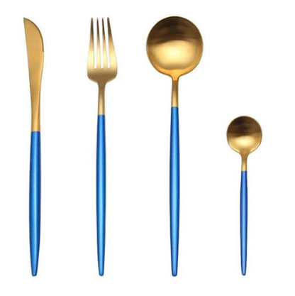 Stainless Steel Flatware Set 24-Piece Service for 6 with Colorful Handles for Everyday Dining Modern Table Utensils