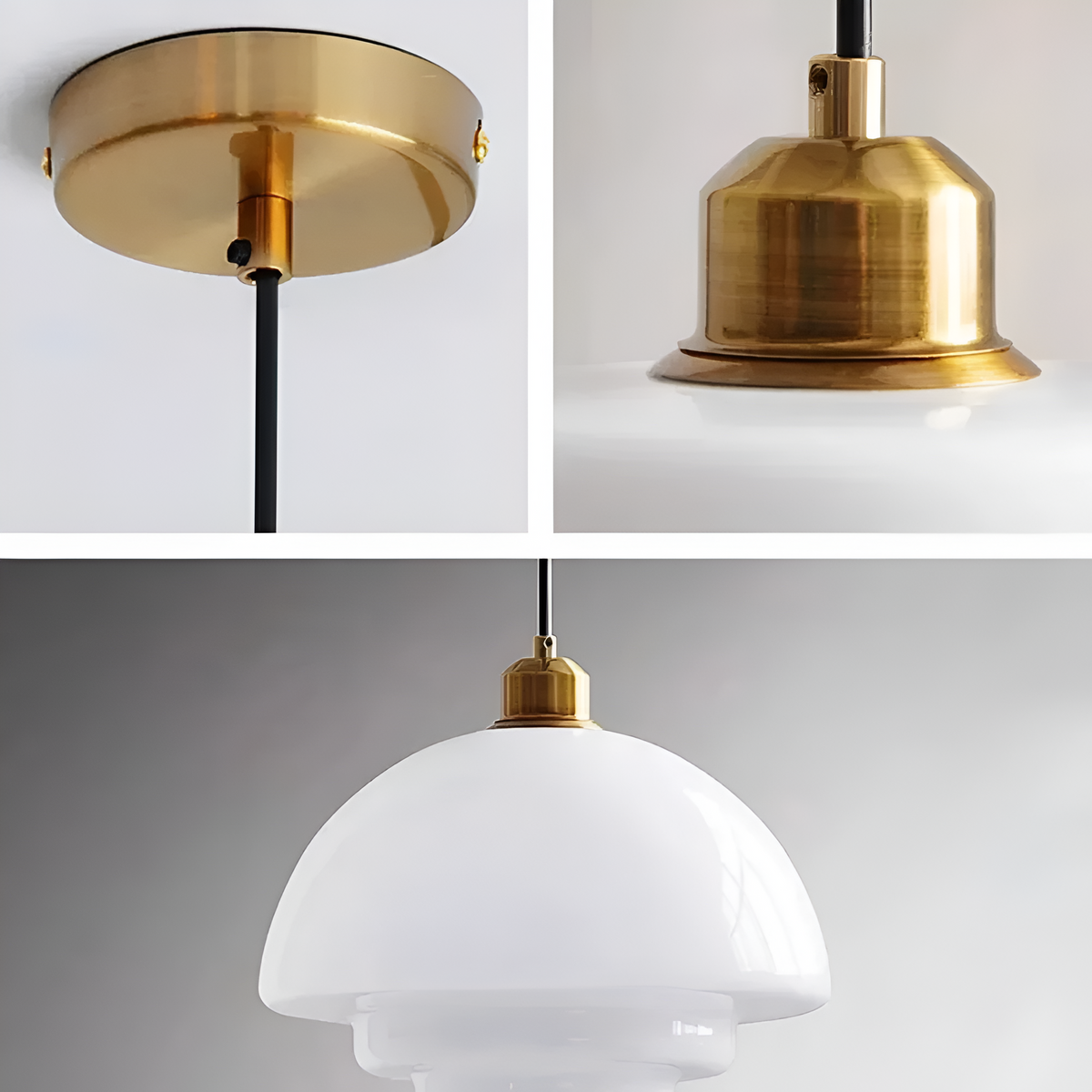 Tiered Glass Hanging Fixture with Brass Frame in Gold – 12-Inch Statement Lamp for Dining Rooms, Bedrooms & Hallways – Art Deco Style Ceilin