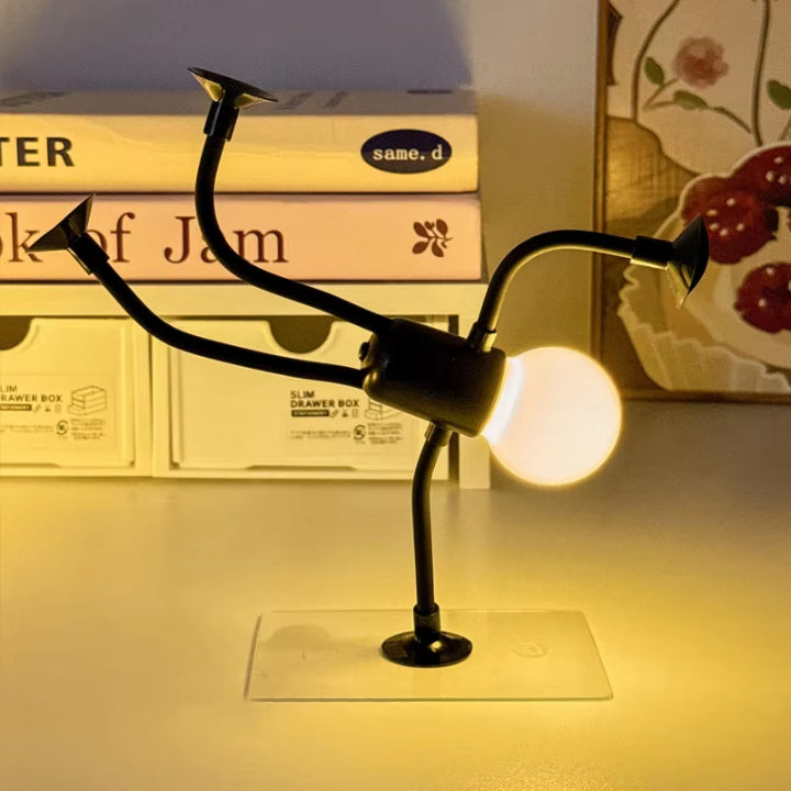 Rechargeable LED Figurine Night Light with Bendable Limbs for Bedside Tables | USB Powered Desk Accent | Soft Glow Novelty Lamp for Kids Roo