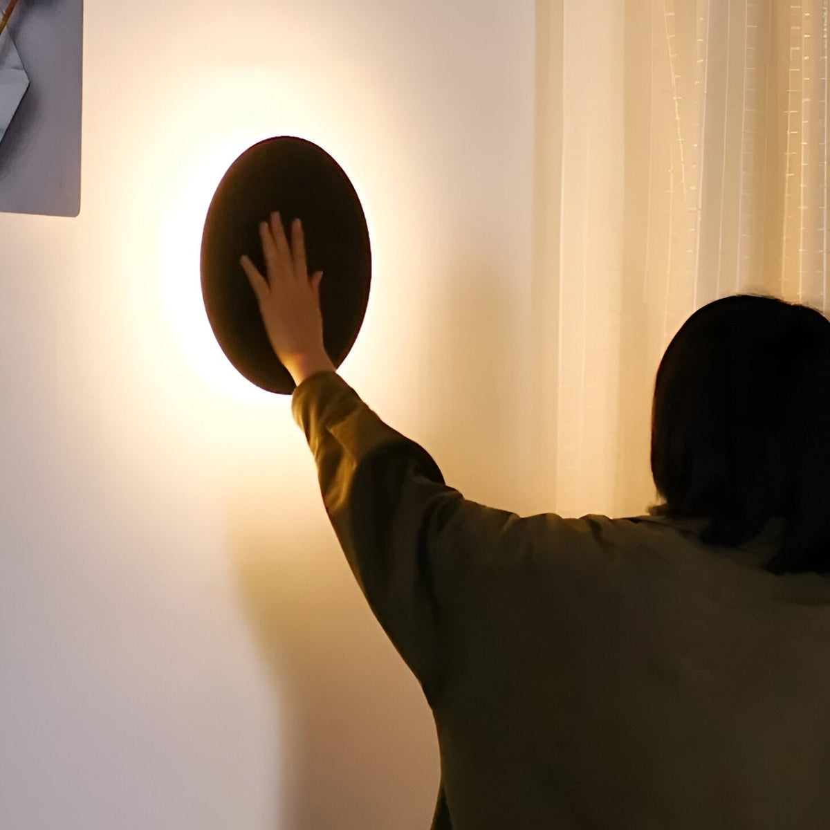 Round LED Sconce 10W Aluminum Fixture 12 Inch Warm White Light for Bedroom Hallway Living Room Modern Minimalist Touch Control or Standard S