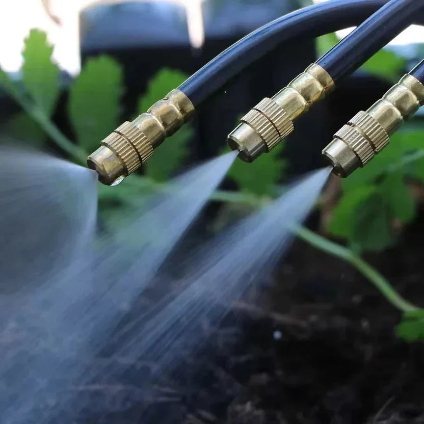 Outdoor Misting System 66 ft with 20 Copper Nozzles – Patio Cooling & Garden Irrigation for Decks, Plants & Greenhouses