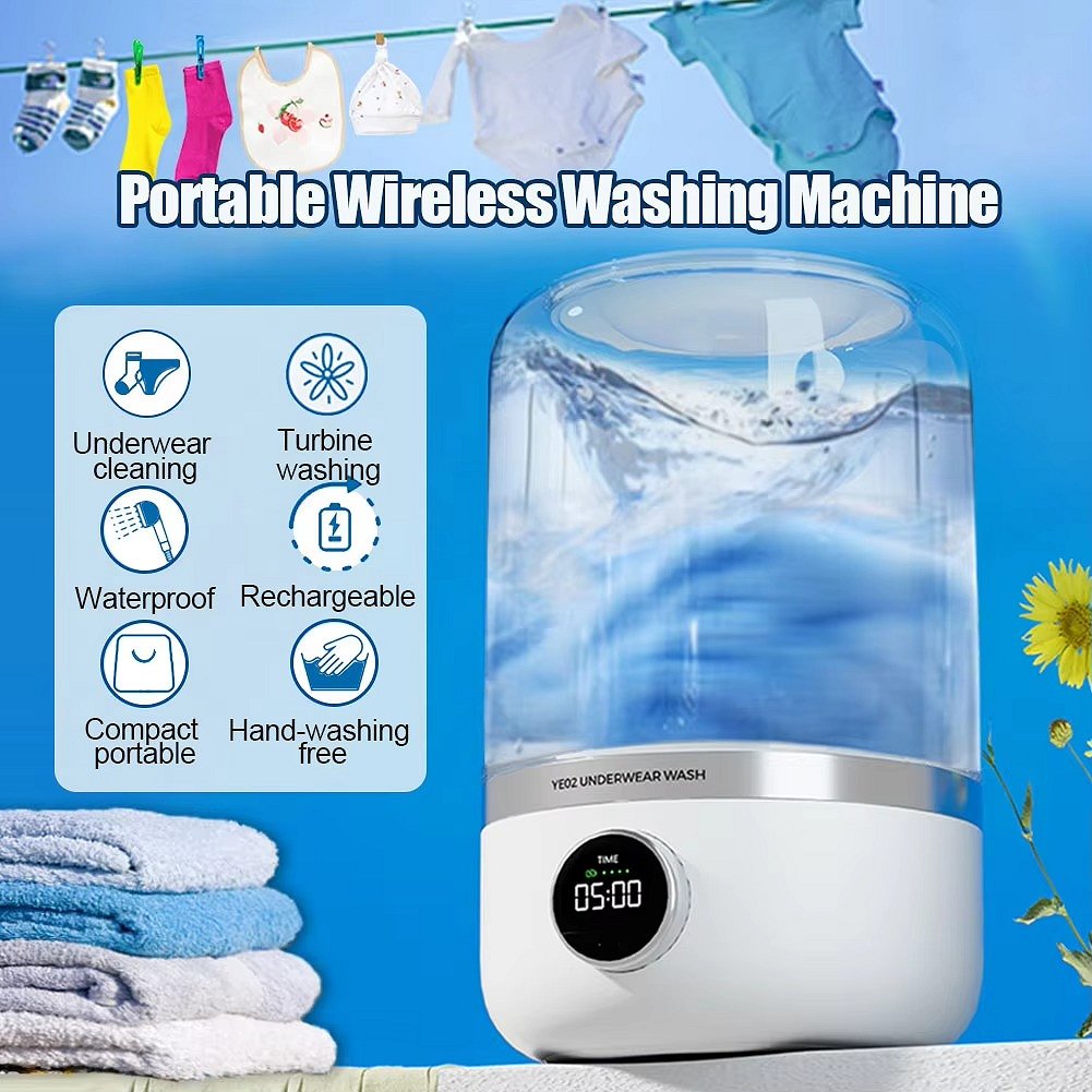 Compact Mini Washing Machine | USB Rechargeable with Dual Cleaning Modes | Portable Solution for Travel and Small Spaces
