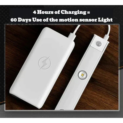 Rechargeable Motion-Sensor LED Under Cabinet Light Bar – 12 in, Dimmable, 3 Color Temps – Wireless Closet & Kitchen Lighting