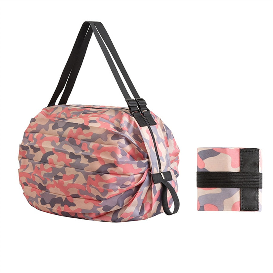 Collapsible Grocery Bag with Reinforced Straps and Water-Resistant Oxford Fabric for Shopping, Travel, Picnics, Eco-Friendly Reusable Tote