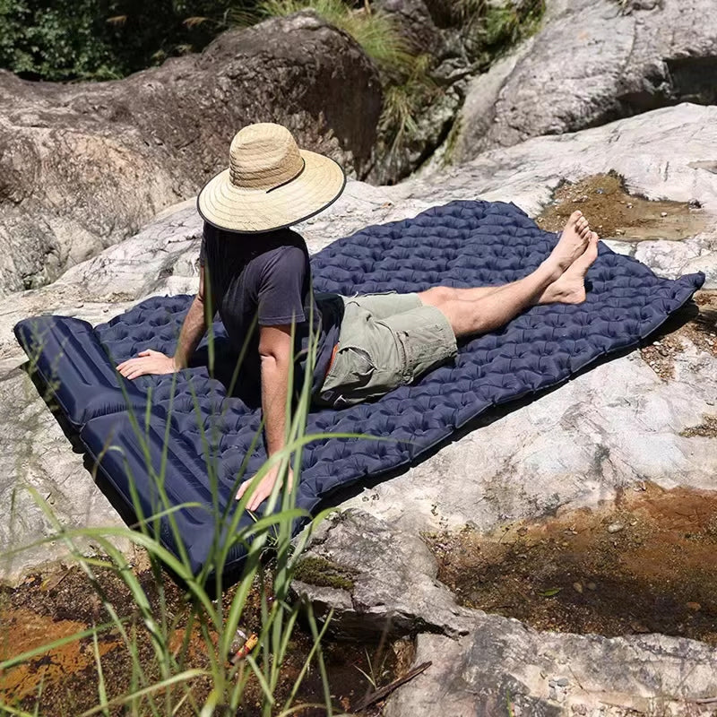 Self-Inflating Double Sleep Pad with Integrated Foot Pump for Two – Insulated Waterproof TPU Camping Mat for Backpacking, Tent Camping &